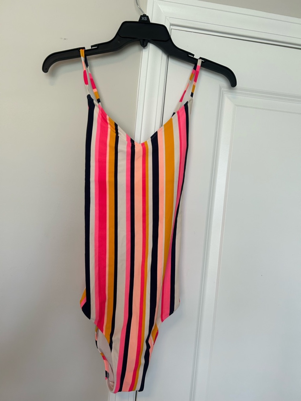 aerie Striped One Piece Swimsuit in Pink, Yellow, Navy, White MEDIUM TALL